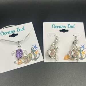 Oceans End jewelry- TURTLE NECKLACE & MERMAID EARRINGS - new on cards